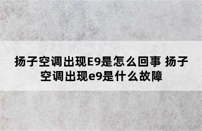 扬子空调出现E9是怎么回事 扬子空调出现e9是什么故障